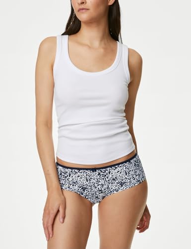 Image of Marks & Spencer Lycra Womens Cotton Blend Printed Low Rise Knicker Short (Pack of 5)