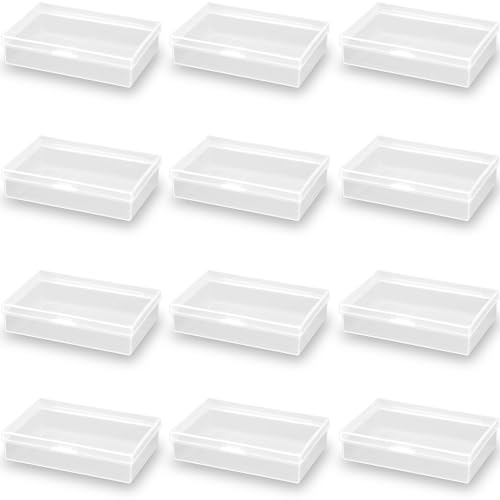Image of Rectangle Plastic Beads Storage Containers Box (3.62 x 2.44 x 0.87 inch) with Lid, 12 Pack Plastic Clear Storage Containers with Lids for Beads,Earplugs,Pins, Small Items etc.