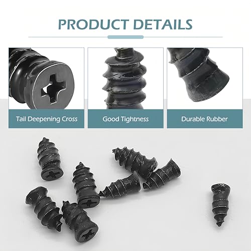 Image of 60 PCS Tire Repair Rubber Nail, Vacuum Tire Repair Kits Spiral Rubber Screws, Fast Self-Service Tool for Car, Truck, Motorcycle, Tractor Tire Puncture Repair (Black)