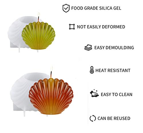 Shell Silicone Candle Molds Set For Candle Making By Garloy,2 Pcs 3D Oyster Shell Candlestick Epoxy Resin Mold,Conch Resin Epoxy Molds For Soy Wax, Soap, Diy Scented Candle #TOP1