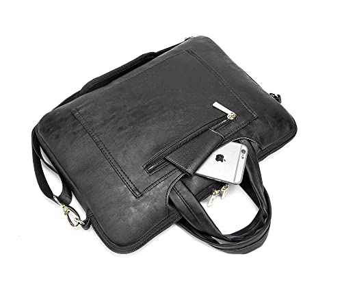 Kinmac 360° Protective Waterproof PU Leather Laptop Shoulder Messenger Sleeve Briefcase case Bag (13 inch-14 inch, Black PU)3