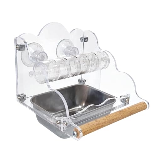 バードフィーダー | 撥水ペット用品 止まり木付き,インコのケージ用餌入れと水入れトレイ - オカメインコ用 オウム用 コンジュア用 インコ用 室内用 家庭用 ガーデン用 バルコニー用 ヤード用