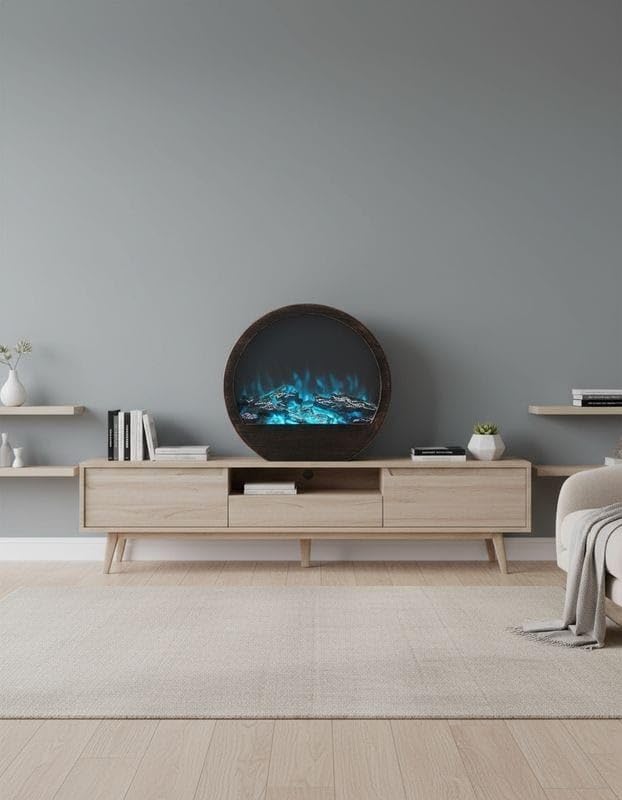 Round LED Fireplace Decorative Lamp for Living Room Bedroom Home Decor-image-6
