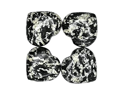 Image of Crystal Heaven Black And White Tourmaline Heart Palm Pebbles Stones For Anxiety Stress Relief Massage-Aaa Grade Original Healing Gemstone Agate Heart Palm Stone For Yoga Meditation Spiritual