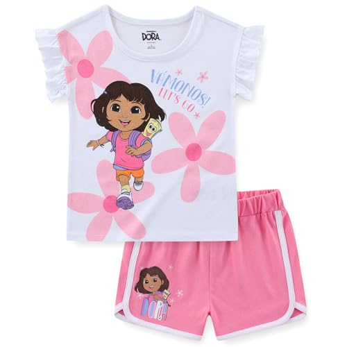 Nickelodeon Dora the Explorer Girls Short Sleeve T-Shirt and Shorts Set for Toddler and Big Kids