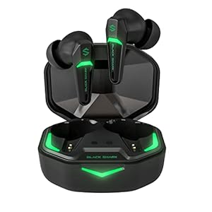 Black Shark Bluetooth hoofdtelefoon, draadloos, met extreem lage latentie van 55 ms, oortelefoon, bluetooth gaming met Bluetooth 5.2, dual modi, 10 mm driver, 35 uur speeltijd, IPX4 waterdicht, 4 microfoons
