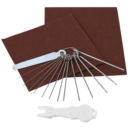 Guitar Nut Files Guitar Nut File Set 13pcs Different Size Needle Files Set Tool Kit with Circular Cross Section and 9 Pcs Sand Paper For Bass Ukulele Acoustic & Electric Guitars Nuts Slot Polish