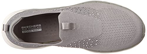 Skechers Women's Go Walk 6 Rhinestone Slip On Sneaker, Gray, 5.5 #TOP4