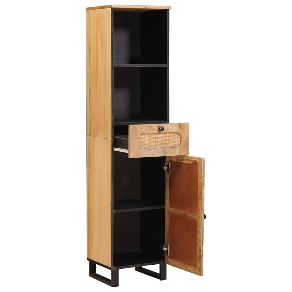 Armario de baño marrón 38 x 33 x 160 cm madera maciza mango