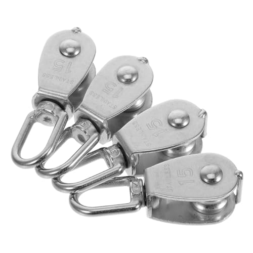 FUNOMOCYA 4pcs Stainless Steel Swivel Pulley Block for Cable Pulley Wheel for Construction Warehouse and Industrial Use