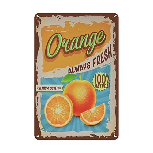 Jzzang Vintage Orange Tin Sign - Fruit Aluminum Sign - Retro Decorative Sign Wall Decor Home Decor,8X12 Inch #TOP8