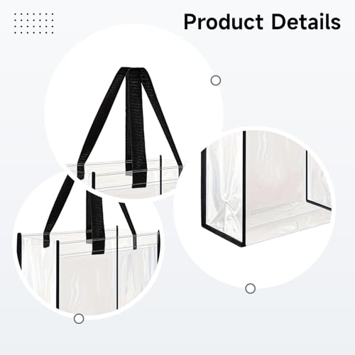 10 Pack Clear PVC Tote Bags, Waterproof Transparent Bags with Sturdy Handles for Stadiums, Beach, and Travel, 12 X 12 X 6 Inches2