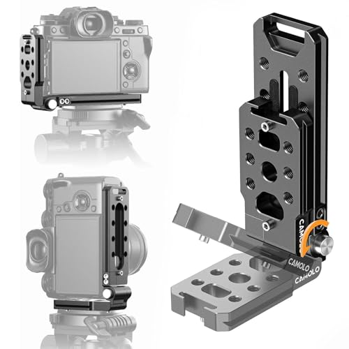 Foldable DSLR Camera L Bracket,Vertical Horizontal Switching Tripod,Arca-Swiss Base,1/4" Srew Hole,Quick Release Plate Compatible with DJI Canon Nikon Sony Mirrorless Osmo Ronin Stabilizer Monopod