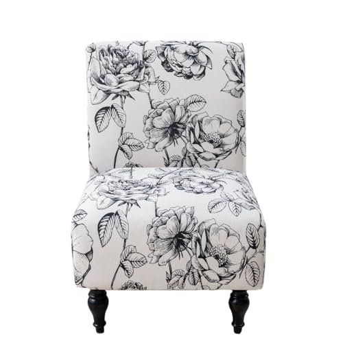 Image of Eco-Ancheng Armless Chair Slipcover Removable Armless Accent Chairs Covers Washable Armless Slipper Chair Slipcover Printed Armless Chair Furniture Protector Covers for Living Dining Room Hotel