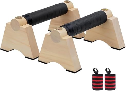 Wood Push up Bar, 2 PCS Parallettes Bars for Men Strength Training, Calisthenics Equipment for Handstand Training