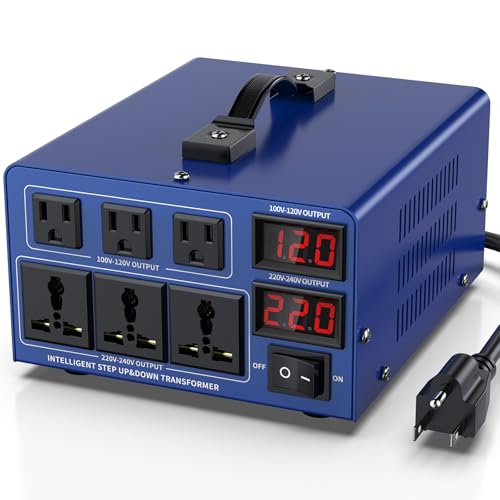 Image of 3000 watt Voltage Conversion Transformer Heavy-Duty Step-up /Step-Down AC 110V /120V /220V /240V Power Conversion, with resettable Circuit Breaker Protection, with US Power Cord, LCD Display