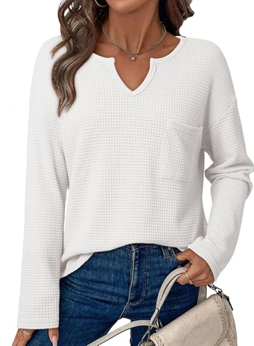 Dokotoo Womens Tops Summer Fall Waffle Knit Long...