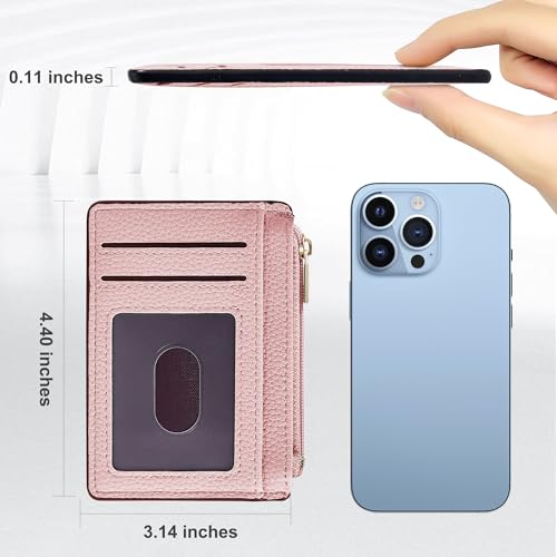 Image of Tipmile Womens Credit Card Holder Wallet, Small Slim RFID Blocking Sleeve | Mini Tiny Cute ID Case, Minimalist Zipper Pocket Wallet, Thin Coin Purse, Mothers Gift
