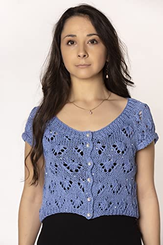 DesignEtte Strick-Set 'Schmetterling' - Weiß Mit Pailletten, Inklusive Video-Anleitung