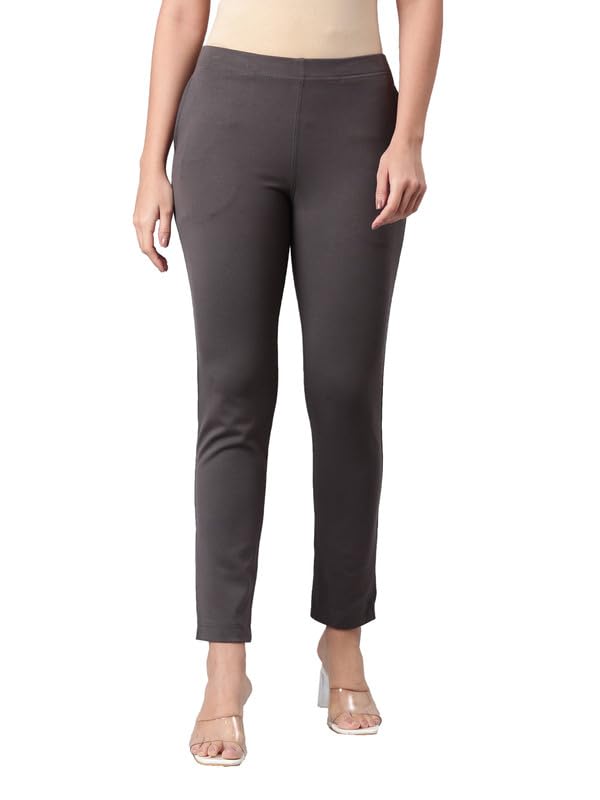 Image of GO COLORS Ponte Smart Kurti Pants Full Length for Women | Breathable, Mid Rise
