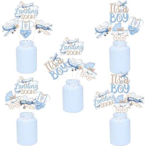 Kreatwow Vintage Airplane Baby Shower Decorations 24Pcs Airplane Party Centerpiece Stick Landing Soon Baby Shower Decorations Plane Aircraft Aviator Party Adventure Awaits Decoration for Pregnancy by Kreatwow - Used condition - US$10.19