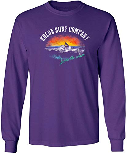 Koloa Surf Company Mens Surfer at Sunset Logo Long Sleeve T-Shirts - Large, Purple