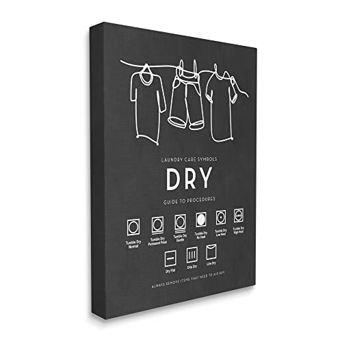 Image of Stupell Industries Drying Procedure Guide Helpful Laundry Symbol Chart, Design by Lettered and Lined, 36 x 48, Gallery Wrapped Canvas | Stupell Industries . By Lettered and Lined . Ready to hang . Clean diagram style for bath and laundry rooms . Made in USA