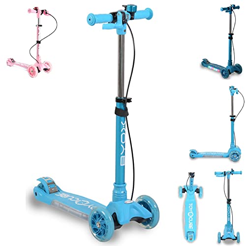 Byox Kinderroller Cube, 3 Räder, klappbar, Klingel Melodie Frontlicht Handbremse, Farben:blau Cover
