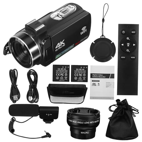 Caméra numérique de vlogging Operitacx écran tactile 4 pouces caméscope noir
