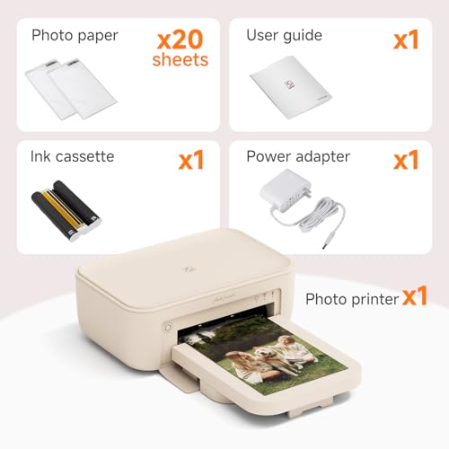 Image of HPRT Photo Printer 4x6 inch+20 Sheets Photo Paper & 1 Ribbon, Wi-Fi Full-Color Instant Phone Photo Printer for iPhone, Android, Smartphone, Thermal Dye-Sublimation Impresora De Fotos for Home Use