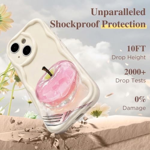 Image of VONZEE Cute Pink Transparent Back Cover for iPhone 15| Clear Shockproof TPU Protective Case | Slim Anti-Yellowing Crystal Clear Phone Cover for Girls and Women
