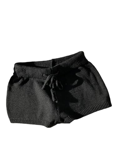 Women's Drawstring Tie Front High Waist Sweater Knitted Shorts Cover Up