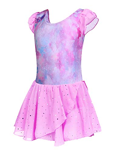 Image of Arshiner Girls Ruffle Sleeve Ballet Dance Dress Tutu Skirted Leotard