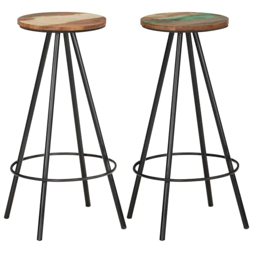 Tabourets de bar en bois massif et acier Mangloder 30 x 76 cm - 2