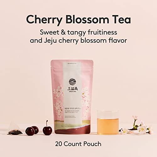 Osulloc Cherry Blossom Tea (Floral, Sweet Cherry Scent) | Korean Premium Blended Tea Bag | Sweet Fruit Tea | 20 Count Tea Bags, 1.27Oz #TOP1