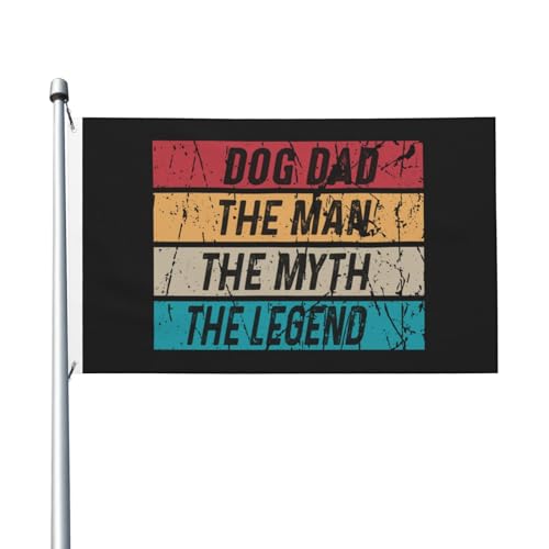 Dog Dad The Man The Myth The Legend, banderas del día del padre de 3 x 5 pies al aire libre bandera de doble cara de poliéster banderas ligeras divertidas decoración del patio del hogar 3by5 bandera