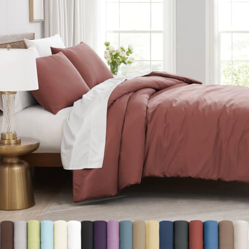 Soft Fade Resistant Full/Queen Size Duvet Cover Set Marsala Terracotta
