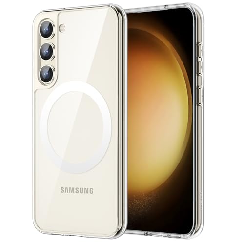 Image of JETech Magnetic Cover Case for Samsung Galaxy S23 6.1-Inch, Compatible with MagSafe, Shockproof Protective Phone Cover, Non-Yellowing Hard Clear PC Back (Clear)