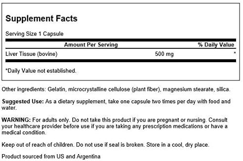 Miniatura 2 de Swanson Hígado Glandular 500 Miligramos 60 Cápsulas (Paquete de 2)