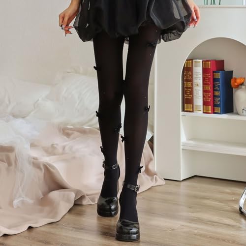 Image of Y2K Patterned Sheer Tights for Women Gothic Punk Thigh High Pantyhose Harajuku Lolita Bandage Fishnet Stockings