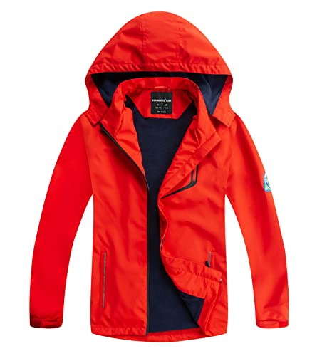 LOKTARC Boys Girls Rain Jacket Kids Lightweight Waterproof Hooded Raincoats Windbreakers