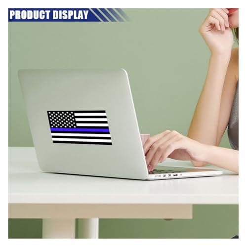 Image of BDZMC 3PCS American Flag Car Sticker Decal, 4.4 X 2.4 Inch Thin Blue Line Reflective Sticker, American Flag Window Decal, Police Support Bumper Decals for Trucks Cars Laptop Motorcycles (Black /Blue)