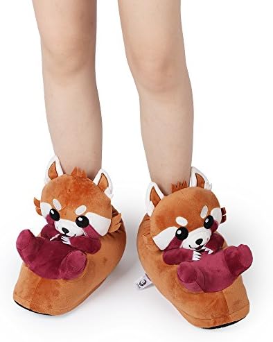 corimori 1847 (10+ Designs) Red Panda Ponva Cute Plush 3D Animal Shaped Slippers, Funny Lounge Shoes, Childrens Sizes 9-2 | Image 5