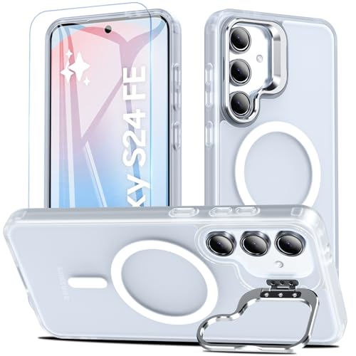 Coque Samsung S24 FE antichoc avec protège-écran et anneau magnétique