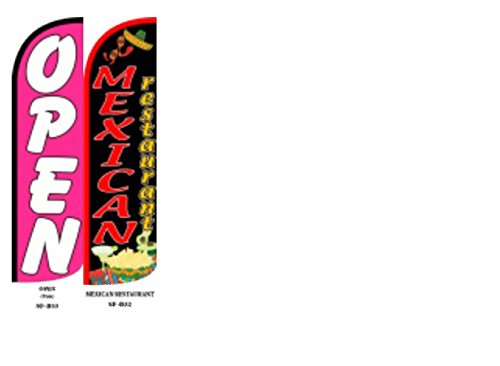 Open, Mexican Restaurant Windless Full Sleeve Extra Protection King Size Swooper Flag Pack of 2