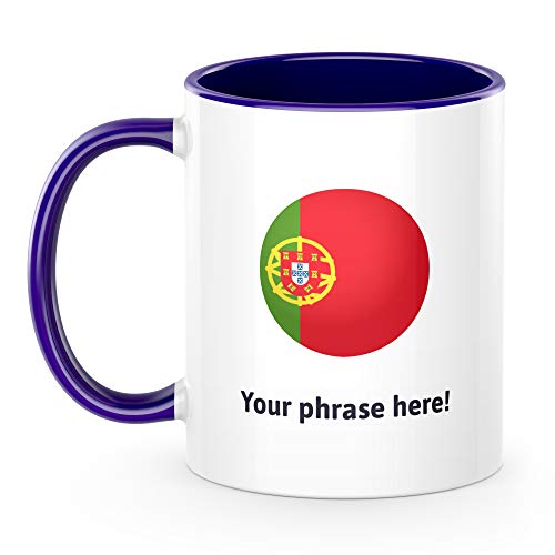 Image of Personalised Emoji 11oz Mug Featuring Portugal Dark Purple