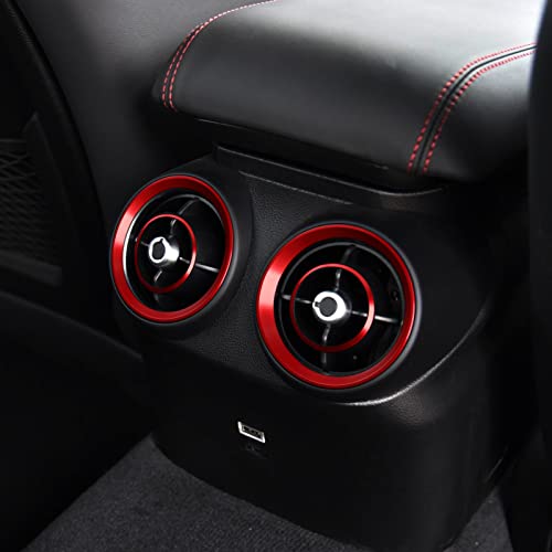 Image of 4PCS Car Air Vent Frame Trim AC Sticker Decals Aluminum Alloy Compatible with Alfa Romeo Giulia 952 Stelvio 949 2016-2026 Accessories (Rear)