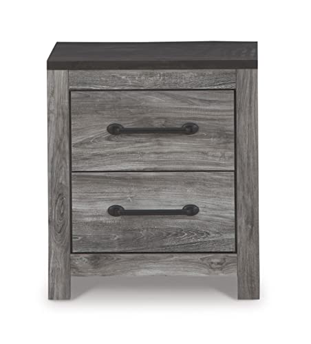 Signature Design by Ashley Bronyan Rustic 2 Drawer Nightstand, 2-Tone Look, Light Gray and Dark Gray, Large Scale Handles, Fully Finished Drawer Interiors, 24.72" Tall, Gray - image 6