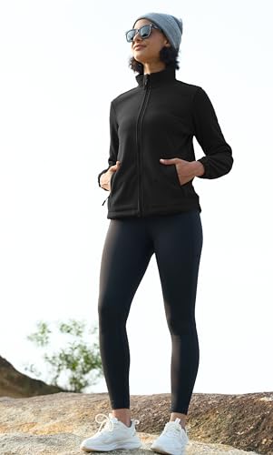 MAGCOMSEN Women's Fleece Jacket Zip Up Coat Lightweight Soft Warm Long Sleeve Jackets with Pockets for Winter4