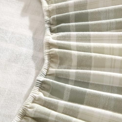 Image of Laura Ashley - Flannel Sheets King Size, Anti-Pilling & Wrinkle Resistant Cotton, Touchably Soft for All-Season Comfort - Bed Sheets with Matching Pillowcases & Fitted Sheet (Mulholland Plaid Green)